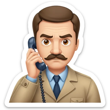 White male mad, on the phone with a mustache. Make sure to show anger  sticker
