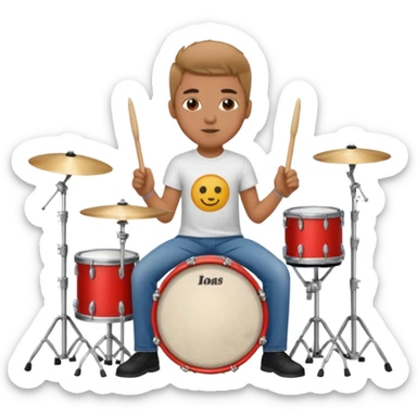drummer at drum kit sticker