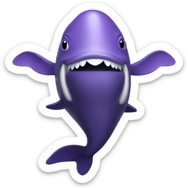 purple whale swimming with open mouth sticker
