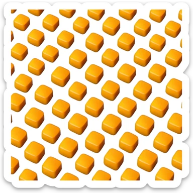 sliced mango cubes arranged in a clean grid pattern, minimal and flat design, bright yellow-orange, isolated on white background, no face, no eyes, no mouth, not a character, no background elements, not cartoon style sticker