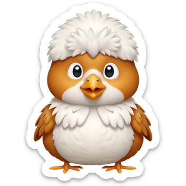 cute chicken sitting wearing a white pile vest sticker