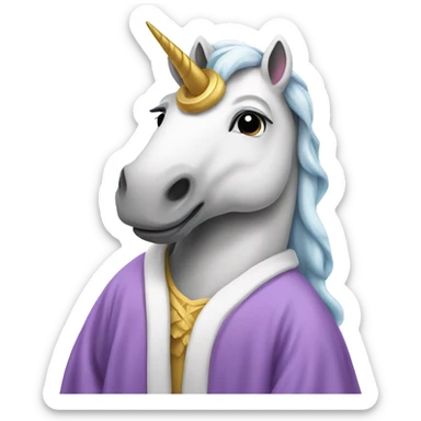 Unicorn with a robe on sticker