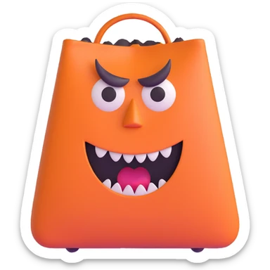 terrifying bag with monstrous face and creepy expression sticker