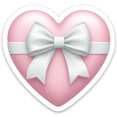 Pastel pink heart with white bow sticker