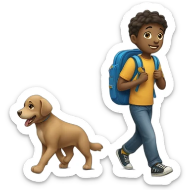 Boy going to school sticker