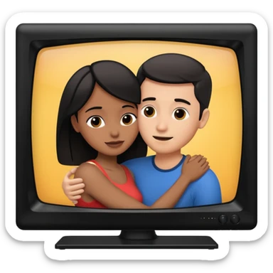 sex scene playing on TV with a naked guy and a naked girl sticker