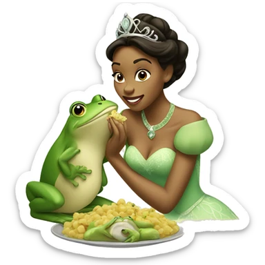 Princess Tiana eating frog sticker