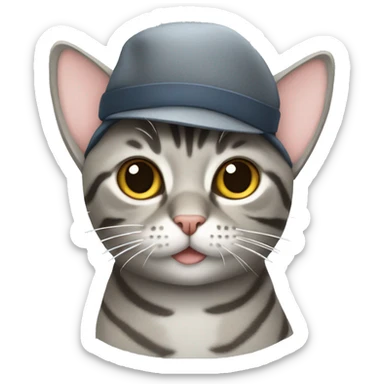 grey tabby cat wearing a propeller hat  sticker