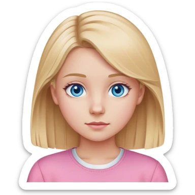 Create a teenager girl with a medium blonde hair, blue eyes and a pink outfit  sticker