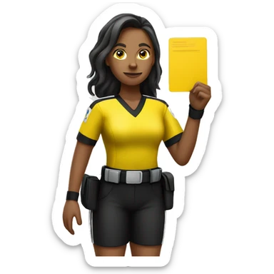 female referee holding yellow card sticker