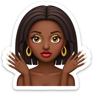 Baddie emoji with fake lashes and nails sticker