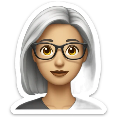 Profesora pelo gris y gafas r9sas sticker