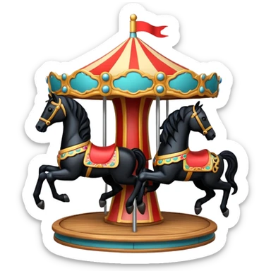 carousel, black horse sticker