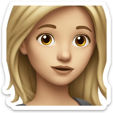 realistic portrait of girl with brown eyes long dark blond hair sticker