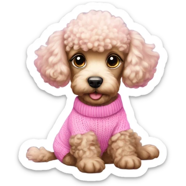 poodle puppy wearing pink jumper  sticker