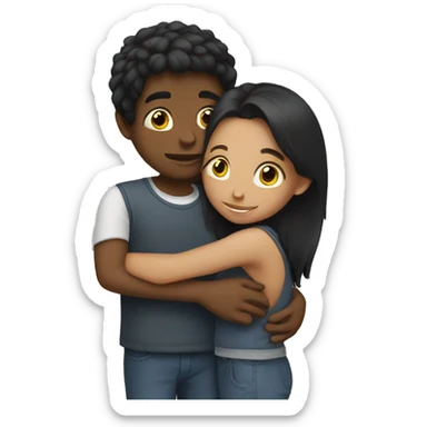 girl with boy hugging  sticker