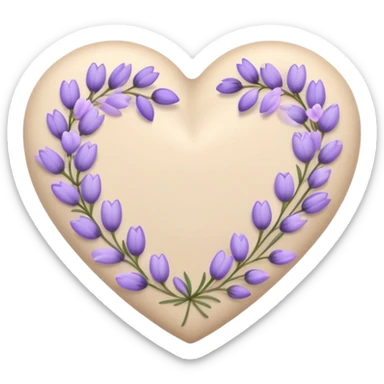 beige heart with lavender flowers  sticker
