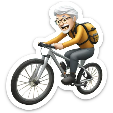 old guy riding mountain bike sticker