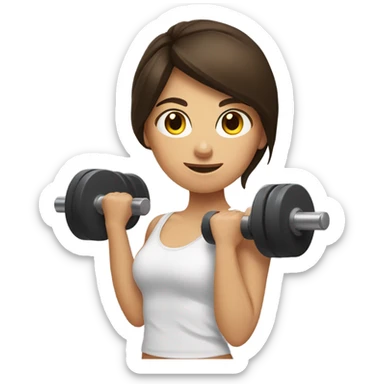 brunette girl lifting weights sticker