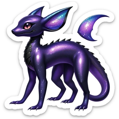 Sparkly Iridescent Shiny Salandit-Umbreon-Fakémon-hybrid-creature (full body)  sticker