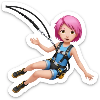 bungee jumping face with earrings pink hair flying away bungee jumo sticker