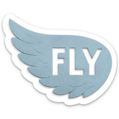 paper craft wing with FLY cut out in the center sticker