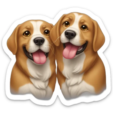 Two dogs with their tongues tied together sticker