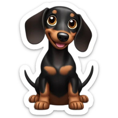 A happy Black and Chocolate Dachshund wagging its tail. sticker