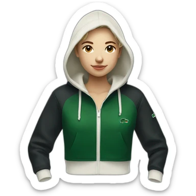 Lacoste bag girl with black lacoste hoodie sticker