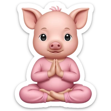 a cute baby pig meditating sticker
