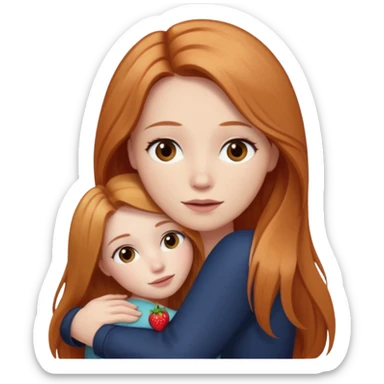 girlfriend with long dark strawberry blonde hair middle part with brown eyes giving hug sticker