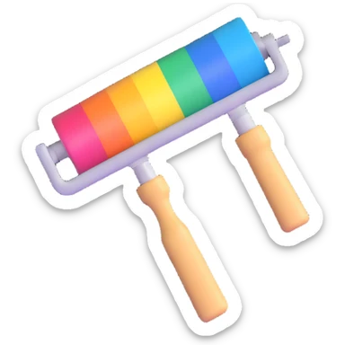 paint roller with roller with multicolor paint sticker