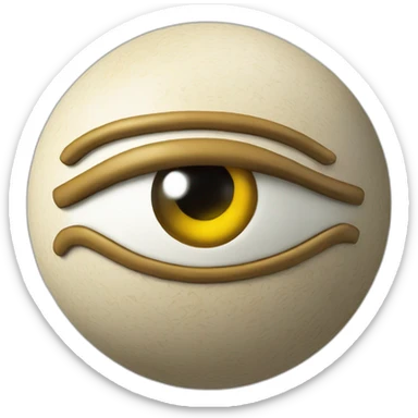 3d sphere with a cartoon Stray skin texture with Eye of Horus sticker