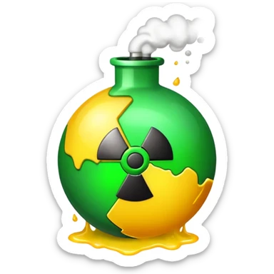 create a poison bomb which is radioactive in color, make the poison inside spoiling out and make the bomb gradient from green to yellow, make the bomb a sphere sticker