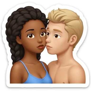Kissing black girl and white boy  sticker