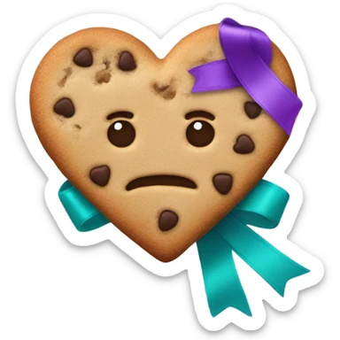 Cookie heart with teal purple awareness ribbon sticker