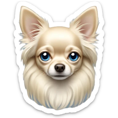 Cream color long haired Chihuahua dog with blue eyes sticker