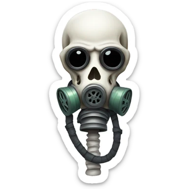 Skeleton wearing a gas mask sticker