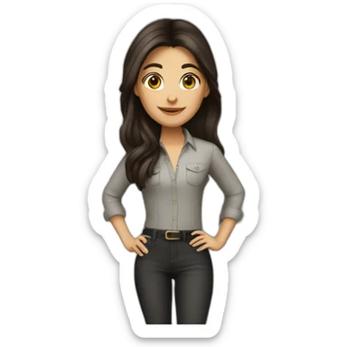 Interior designer bale girl with long dark brown hair sticker