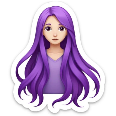 A girl with very long, flowing purple hair that cascades down her back sticker