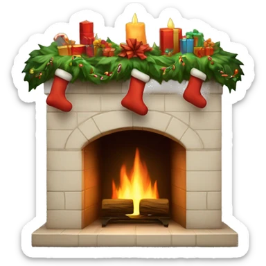 A realistic Christmas fireplace sticker