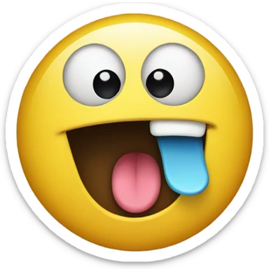 a yellow circle with a tongue sticking out and two crossed eyes sticker