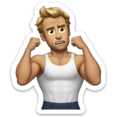 muscle macron frustrated pulling hair sticker