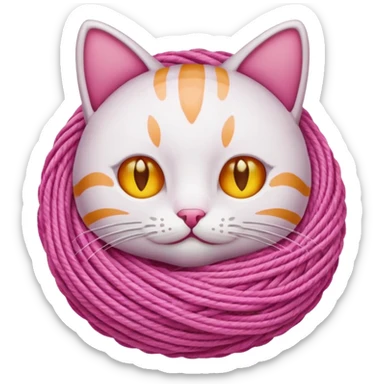 ball of yarn, pink, cat sticker