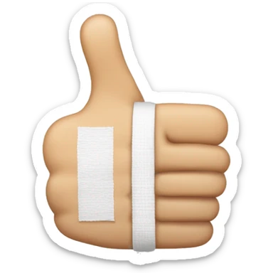 A thumbs up with a bandage around  the thumb  sticker