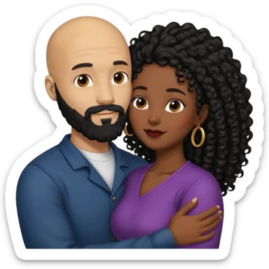 intimate moment between black lovers bald man black beard long black curly hair woman sticker