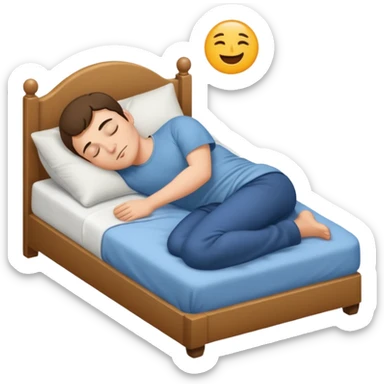 mach mir eine määnliche person die in einem bett schläft sticker