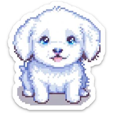 white fluffy little puppy sticker