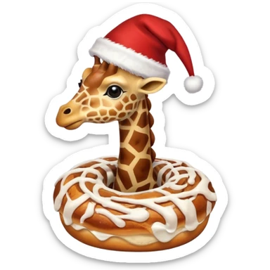 Christmas giraffe and cinnamon roll sticker