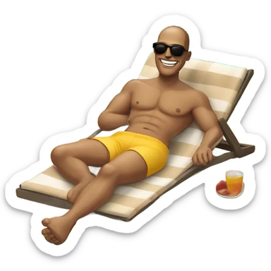 Man with sunglasses on sunbathing on Spanish beach sticker